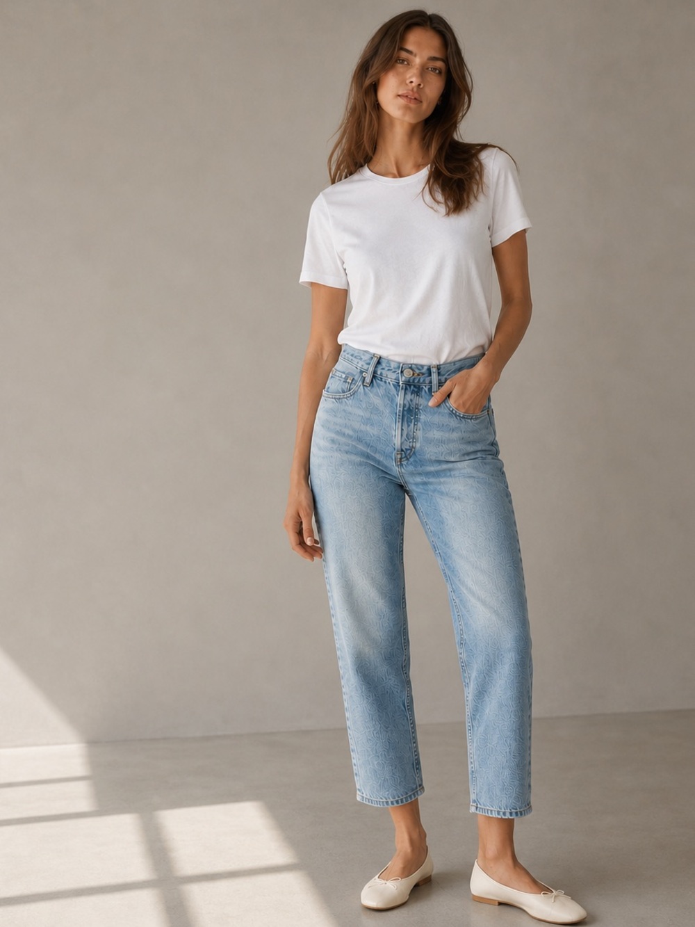 Everlane The Cheeky Crop Jeans 26 High Rise Straight Organic Cotton Light Wash